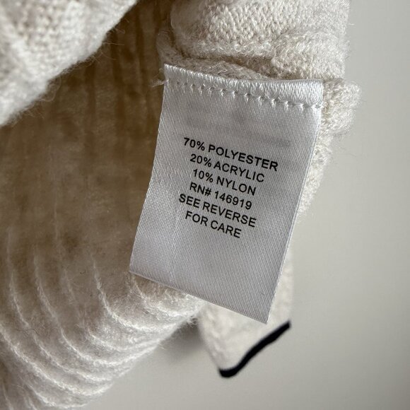 Freshman 1996 Cable Knit Cardigan Sweater L White Button Up Preppy Flaw - Picture 7 of 8